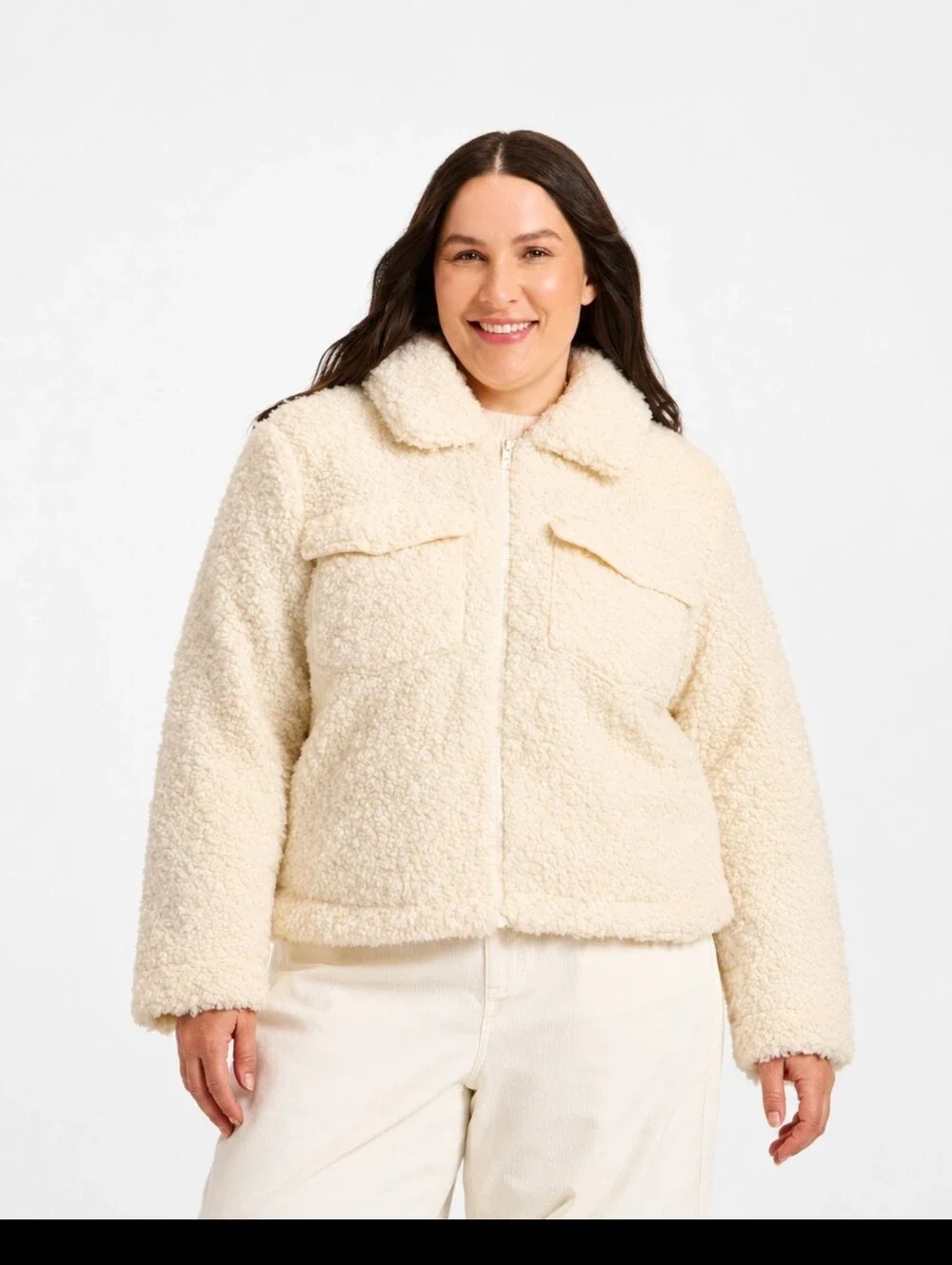 Universal Thread Women's Cozy Faux Shearling Jacket  Cream Size XXL